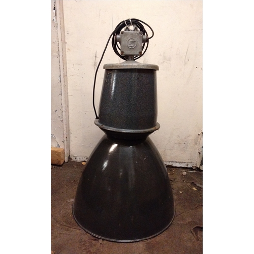 285 - Large Vintage  industrial lamp with Enamel Shade, total height 86cm shade 40cm high x 52cm dia