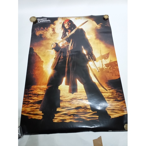 504 - Vintage cinema poster OF PIRATES OF THE CARIBBEAN THE CURSE OF THE BLACK PEARL 90cm x 65cm