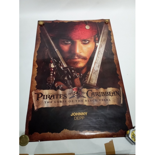 508 - Vintage cinema poster of PIRATES OF THE CARIBBEAN THE CURSE OF THE BLACK PEARL 91CM X 61CM