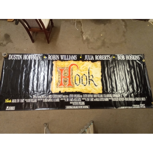 510 - Large  Canvas Backed Vintage cinema poster of HOOK 305cm x 119cm with brass eyelets for hanging