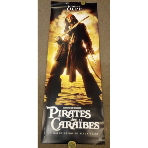 520 - Vintage cinema poster PIRATES OF THE CARIBBEAN Starring Johnny Depp 158cm x 57cm