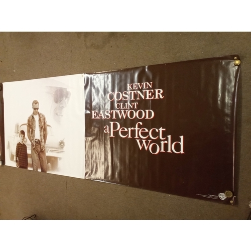 519 - Vintage canvas Backed cinema poster A PERFECT WORLD STARRING KEVIN COSTNER AND CLINT EASTWOOD 309cm ... 