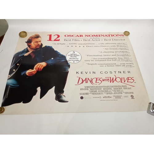 525 - Vintage cinema poster of DANCES WITH WOLVES STARRING KEVIN COSTNER 102cm x 77