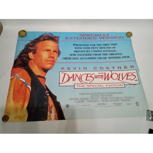 526 - Vintage video Rental poster of DANCES WITH WOLVES STARRING KEVIN COSTNER 102cm x 77cm