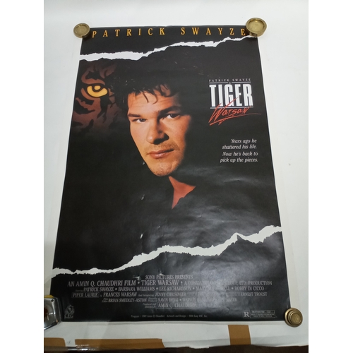 545 - Vintage cinema poster of TIGER WARSAW STARRING PATRICK SWAYZE 1987 SIZE 102CM X 77CM.