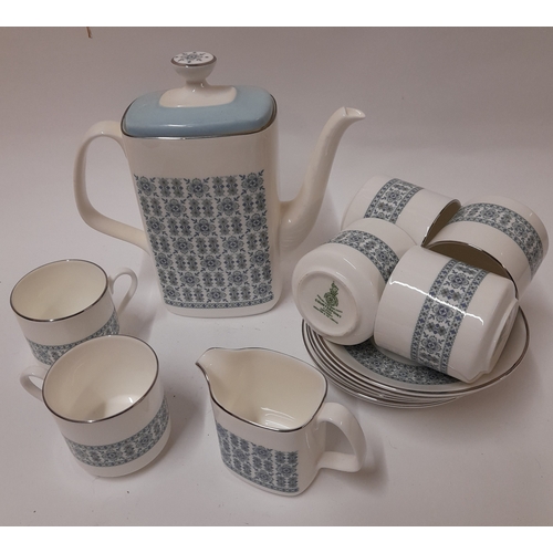 287 - Royal Doulton Counterpoint Coffee Pot, Milk Jug and 6 coffee cans and Saucers (14)