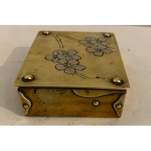 131 - Antique German Brass And Silver Plate Stamp Box Signed GES.GESCH
8.5 x 6.5 x 2.5 cms h