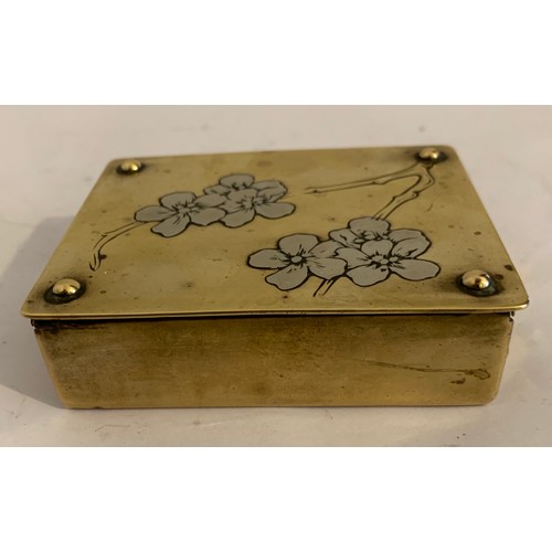 131 - Antique German Brass And Silver Plate Stamp Box Signed GES.GESCH
8.5 x 6.5 x 2.5 cms h