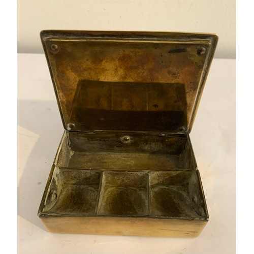 131 - Antique German Brass And Silver Plate Stamp Box Signed GES.GESCH
8.5 x 6.5 x 2.5 cms h