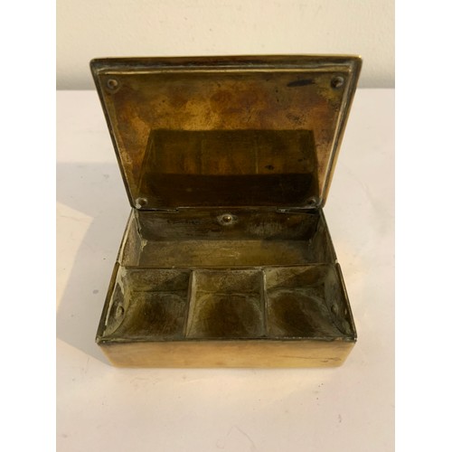 131 - Antique German Brass And Silver Plate Stamp Box Signed GES.GESCH
8.5 x 6.5 x 2.5 cms h