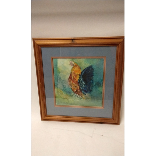 331 - Framed and Glazed water colour of a chicken signed and dated lower left, 50cm x 52cm