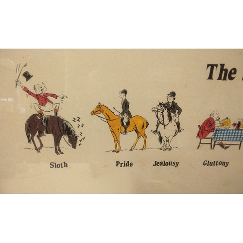 343 - Framed and Glazed Colour wash print 'The Seven Deadly Sins' 80cm x 39cm