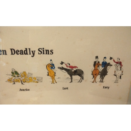 343 - Framed and Glazed Colour wash print 'The Seven Deadly Sins' 80cm x 39cm