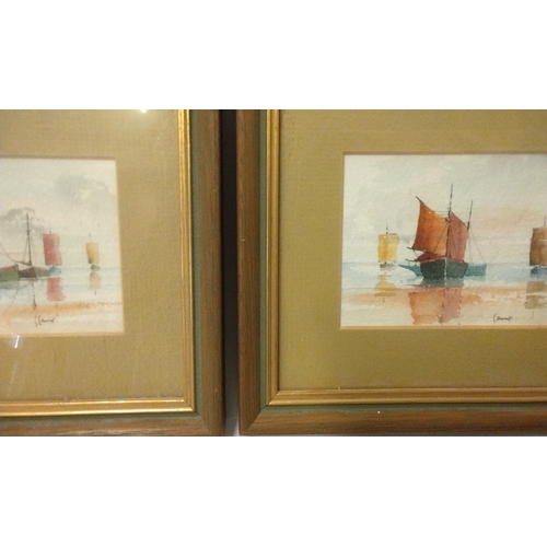 345 - 2 x framed and Glazed Marine Water colours, 17cm x 15cm, signed 'Bengt'