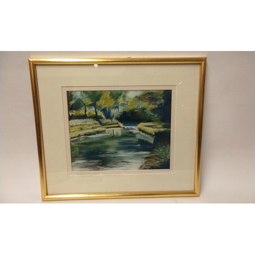 291 - Framed and Glazed pastel of a river scene 'The river Dunn, Hampshire' signed lower left