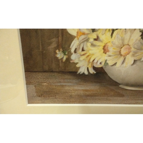 292 - Framed and Glazed water colour still life of flowers in a bowl, signed lower left, 43cm x 36cm