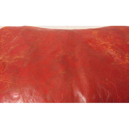 736 - Vintage Red leather Camel Seat / Stool , 37cm high x 61cm long x 36cm wide