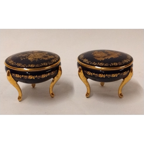 761 - 2 x Limoges porcelain trinket boxes 6cm high