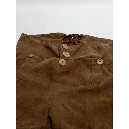 757 - Vintage film prop American colonial mens long linen trousers  1800s