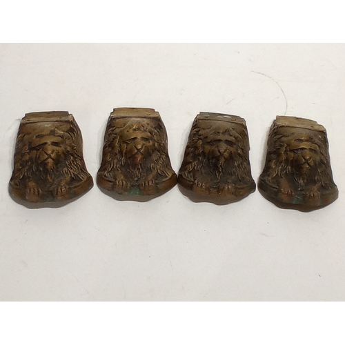 785 - Set of  4 decorative and unusual heavy brass furniture or bath feet in the form of recumbent lions 1... 