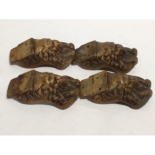 785 - Set of  4 decorative and unusual heavy brass furniture or bath feet in the form of recumbent lions 1... 