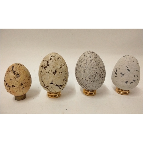 798 - 4 x decorative stone eggs on stands, largest 11cm high