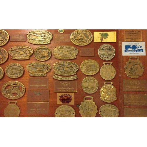 803 - A quantity of Brass Plaques relating to Steam shows mounted on 2 boards