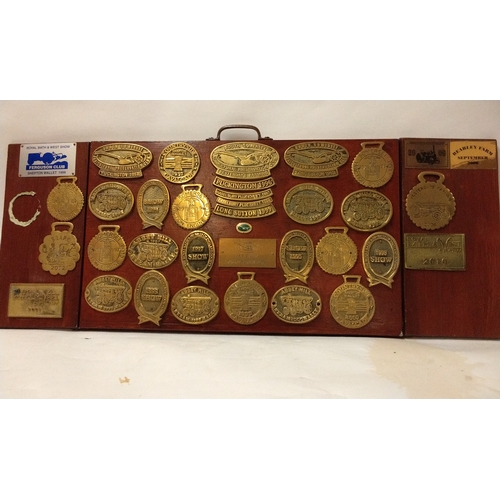 804 - Quantity of Brass Steam Rally Plaques mounted on board