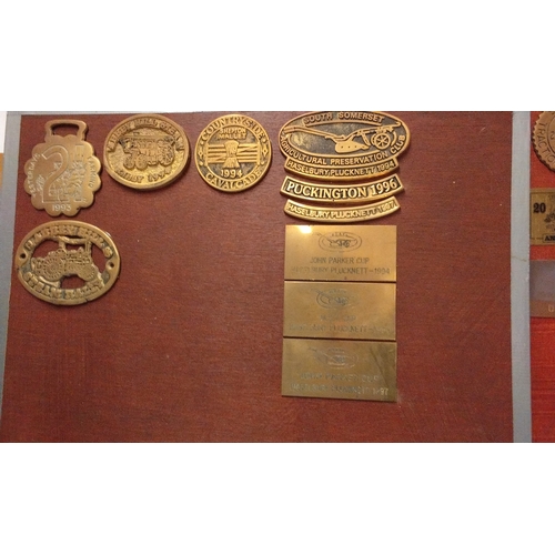 806 - Quantity of Brass Steam Rally Plaques fixed to Three boards