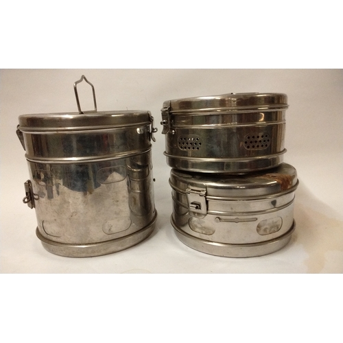 810 - 3 x Vintage stainless steel medical sterilising tins