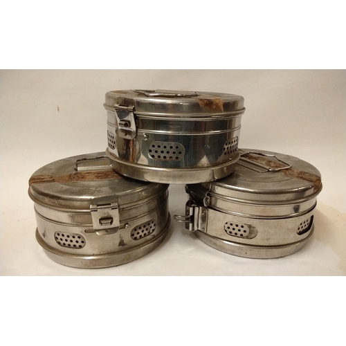 815 - 3 x stainless steel sterilising tins