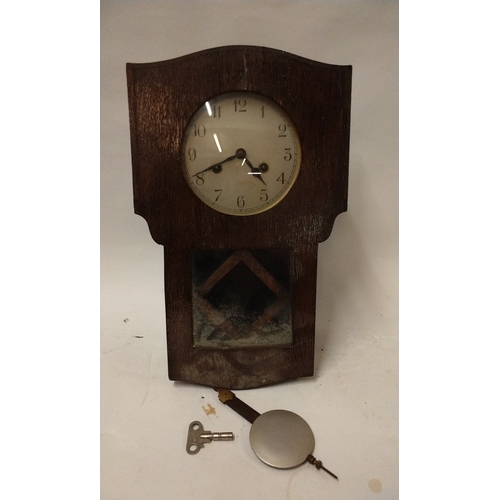 816 - Wood cased wall clock, 41cm high