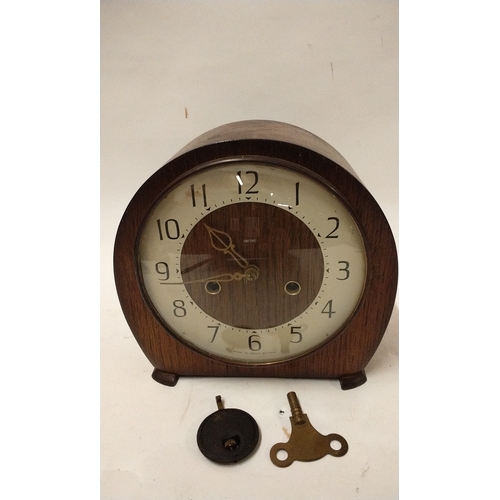 817 - Wood cased Smiths 2 hole Mantle clock