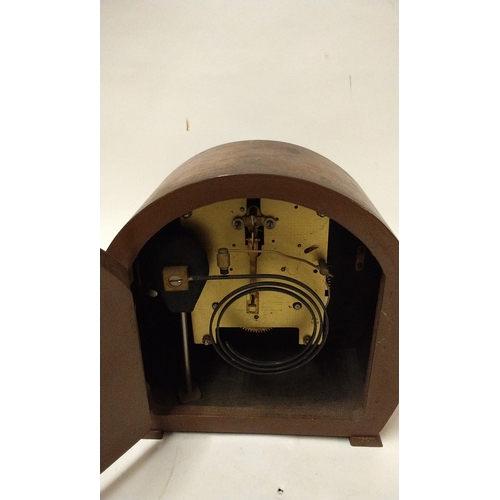 817 - Wood cased Smiths 2 hole Mantle clock