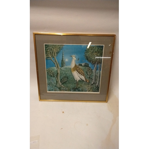 819 - Peter Barnard Ltd Edition print Great Bustard-Salisbury 8/200 framed and Glazed, 55cm x 52cm