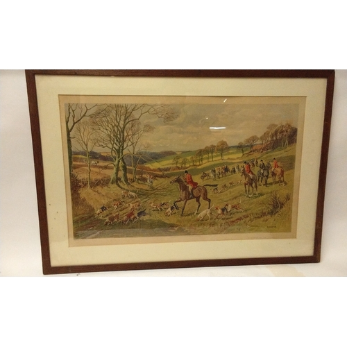 820 - 4 x prints to include a Hunting scene, boating scene, river scene and portrait of a girl, all framed... 