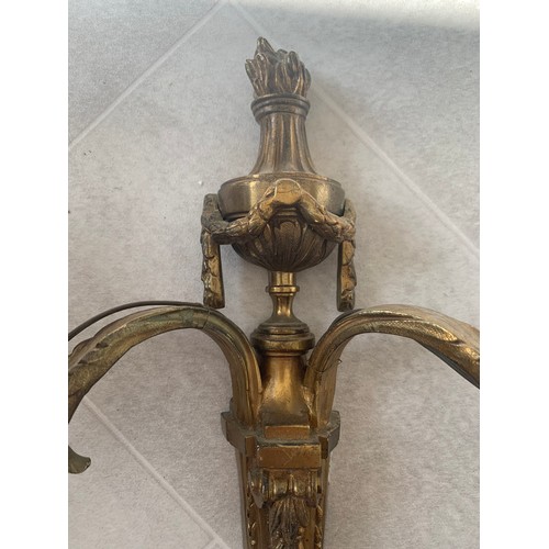 901 - Pair Of Vintage Bronze Louis XVI Style Electrified 2 Branch Wall Lights
40 cms h 33 cms span