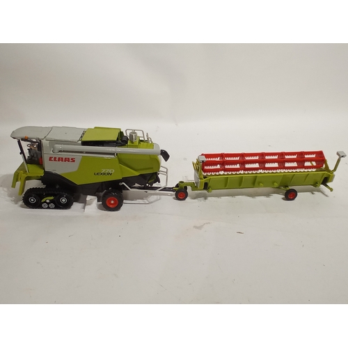 886 - New Ex Display Large diecast Claas lexon 770 combine harvester and blade trailer  35cm x 13cm