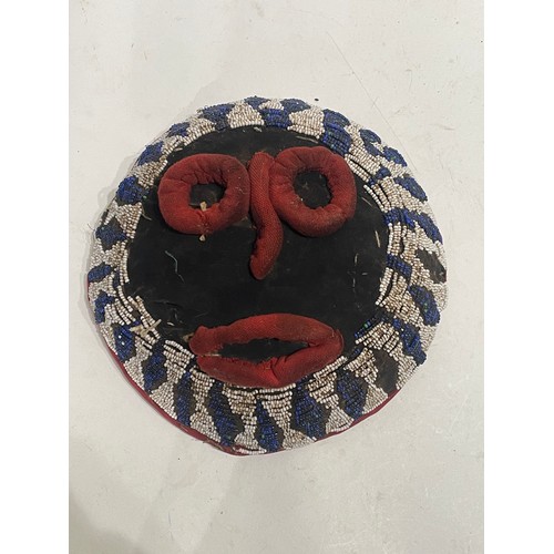 1094 - African Tribal Art Beaded  Face Mask 23cms