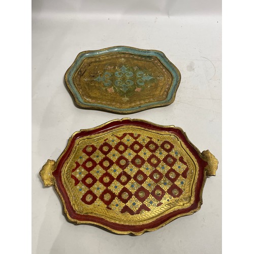 1099 - Two Vintage Florentine Trays. Largest 49 cms  (2)