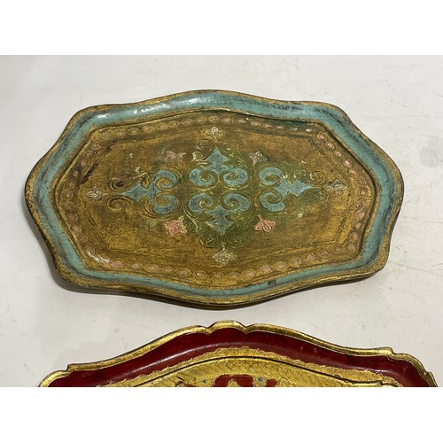 1099 - Two Vintage Florentine Trays. Largest 49 cms  (2)