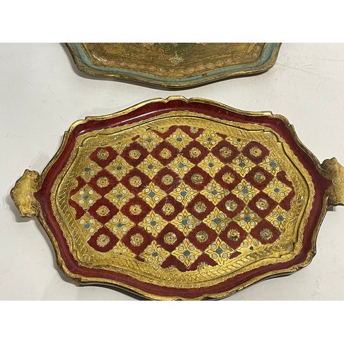 1099 - Two Vintage Florentine Trays. Largest 49 cms  (2)