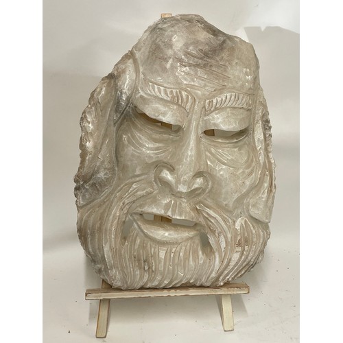 321 - Large Alabaster carved face 41cm x 31cm. Signed verso E J Canto