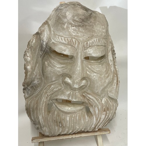 321 - Large Alabaster carved face 41cm x 31cm. Signed verso E J Canto