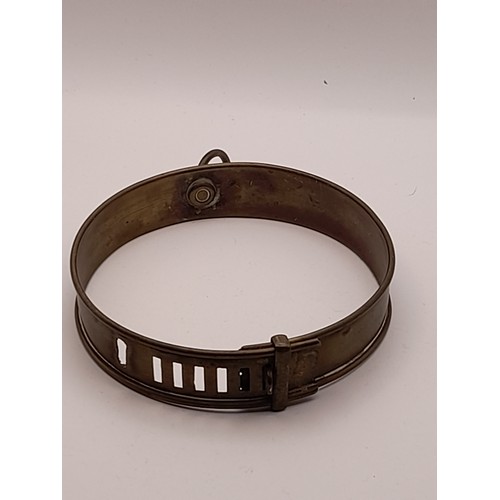 325 - Early 19century Brass Dog Collar with rolled rims with 6 original slots for adjustment and a later h... 