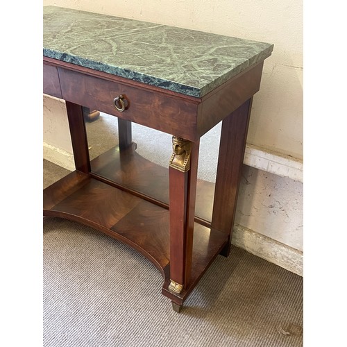 13 - French Empire Style Marble Top Console Table. 85 x 39 x 80 cms