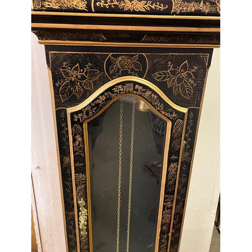 24 - Decorative Chinese Lacquered Long case Clock. 228 x 52 x 29 cms