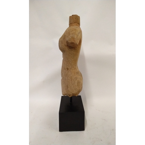 8 - Carved wooden Torso on stand, 39cm high