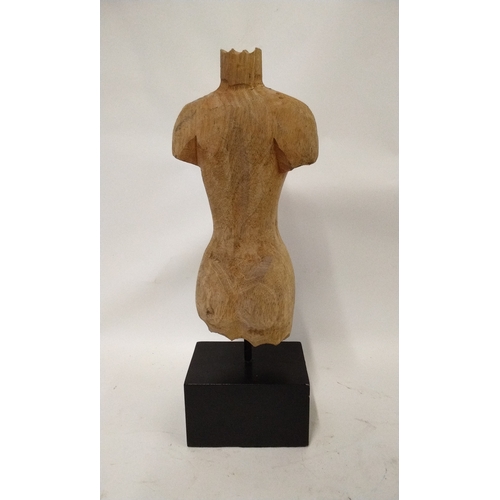 8 - Carved wooden Torso on stand, 39cm high