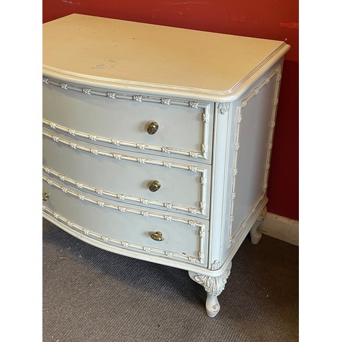 30 - Three Drawer French Painted Chest. 79 x 48 x 72 cms